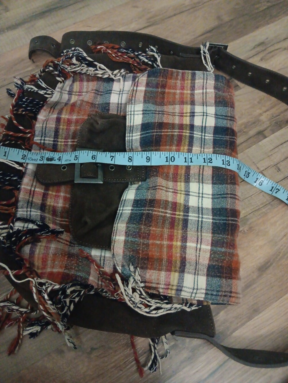 Free People Plaid Polar Fringe Messanger Bag - Picture 3 of 6